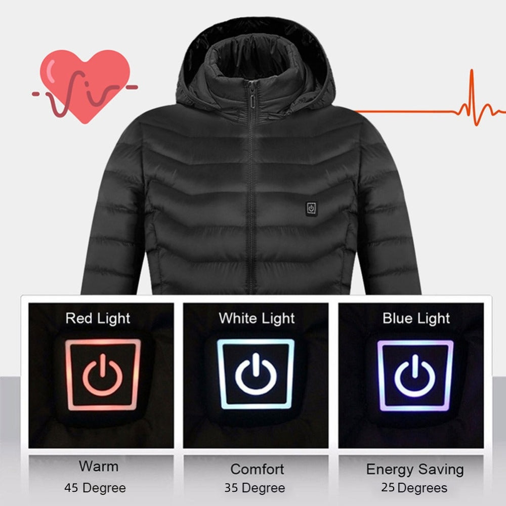 Heated Jacket USB Electric Cotton Coat Zip-up Heater Thermal Clothing Heating Vest
